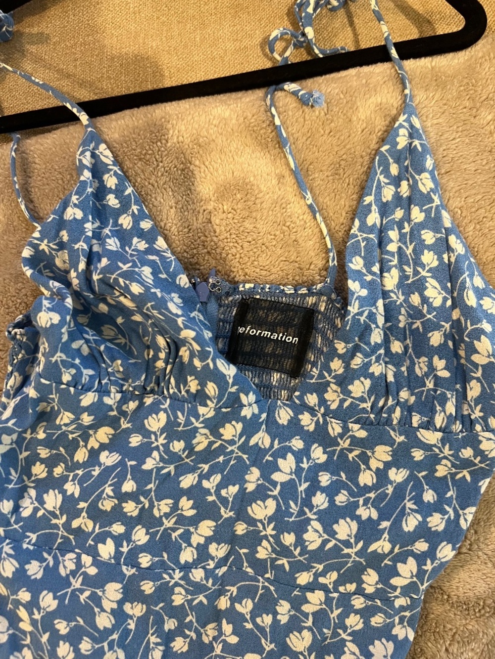 Reformation long blue floral dress